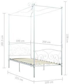 Estrutura de cama com dossel 100x200 cm metal branco