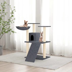 Árvore p/ gatos c/ postes arranhadores sisal 83 cm cinza-escuro