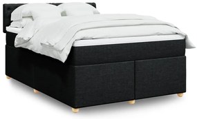 vidaXL Cama com molas/colchão 160x200 cm tecido preto
