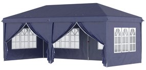 Outsunny Tenda para Festas 585x295x270 cm com Paredes Laterais Amovíveis 2 Portas com Zíper 4 Janelas e Bolsa de Transporte Azul