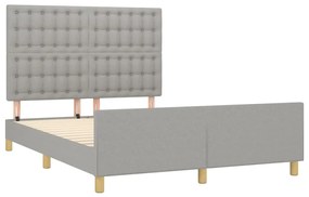 Estrutura de cama sem colchão 140x190 cm tecido cinzento-claro