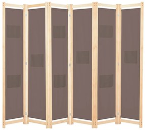 248182 vidaXL Divisória de quarto com 6 painéis 240x170x4 cm tecido castanho