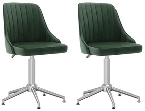 vidaXL Cadeiras de jantar giratorias 2 pcs veludo verde-escuro