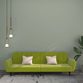 Sofá-cama de 2 lugares veludo verde-claro