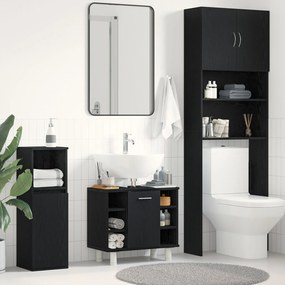 Armário de Banheiro vidaXL Preto Carvalho 60x32x54 cm Madeira Engenhar