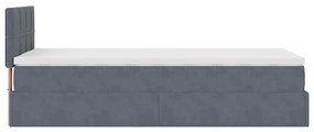 Estrutura cama otomana colchão 80x200 cm veludo cinzento escuro