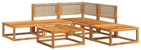 6 pcs conjunto de sofás de jardim com almofadões acácia maciça