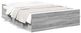 vidaXL Estrutura de cama c/ gavetas derivados madeira cinza sonoma