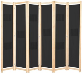 Divisória de quarto com 6 painéis 240x170x4 cm tecido preto