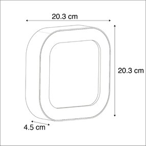 Candeeiro de parede e teto quadrado cinza IP54 - Ariel Moderno