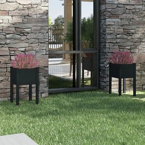 vidaXL Vasos/floreiras de jardim 2 pcs 40x40x70 cm pinho maciço preto