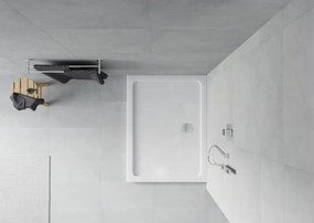 Mexen Flat base de duche retangular slim 80 x 70 cm, branco, sifão cromado - 40107080