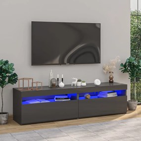 Móveis de TV com luzes LED 2 pcs 75x35x40 cm cinzento brilhante