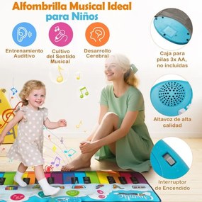 Tapete de piano para crianças com 8 sons de instrumentos com teclado para crianças com mais de 3 anos 120 x 47 cm Multicolor