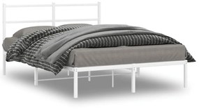 vidaXL Estrutura de cama com cabeceira 140x190 cm metal branco