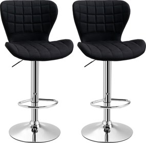 HOMCOM Lote de 2 Bancos de Bar Design Contemporâneo Assento regulável 59-81 cm giratório 360° Linho Preto | Aosom Portugal