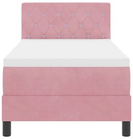 Cama Box Spring vidaXL com Colchão Rosa 80x200 cm Veludo