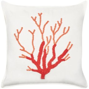 Almofada decorativa com motivo de coral em algodão branco 45 x 45 cm CORAL Beliani