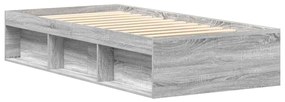 Estrutura de cama solteiro 75x190 cm cinzento sonoma