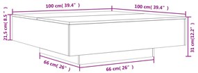 Mesa de centro 100x100x31 cm derivados madeira carvalho sonoma