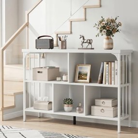 Estante de Arrumação de 3 Níveis, 109 x 34 x 76 cm, 5 Compartimentos, Branco
