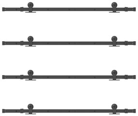Kit de ferragens para porta deslizante 305 cm aço preto
