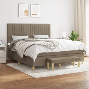 vidaXL Cama com molas/colchão 180x200 cm tecido castanho-acinzentado