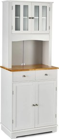 Armário Alto/Aparador de Cozinha “Verona” com Portas de Vidro, Gavetas