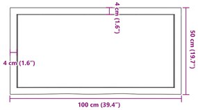 Prateleira de parede 100x50x(2-4)cm carvalho maciço não tratado