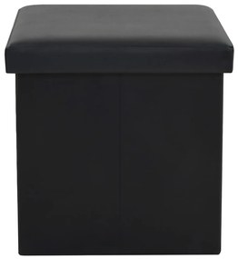 Bancos de arrumação dobráveis 2 pcs couro artificial preto