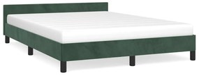 Estrutura de cama c/ cabeceira 140x200 cm veludo verde-escuro