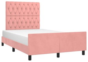 Estrutura de cama com colchão 120x190 cm veludo rosa