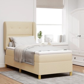 Cama Box Spring com Colchão creme 80x200 cm em Tecido