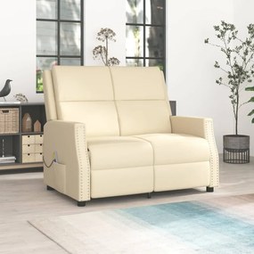 vidaXL Poltrona massagens 2 lug. reclinável couro artificial creme