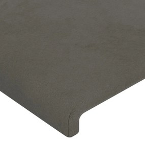 Cabeceira de cama c/ abas veludo 147x23x78/88cm cinzento-escuro