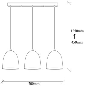 Candeeiro Suspenso Tattoo – Preto – 70 x 20 cm