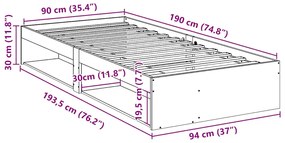 Sofá-cama sem colchão 90x190 cm madeira de pinho maciça