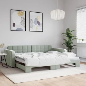 vidaXL Sofá-cama com gavetão 90x200 cm veludo cinzento-claro
