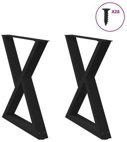 Pés para mesa de jantar 2 peças preto 80x(72-73,3) cm aço