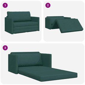 Sofá Cama 2-em-1 Verde Escuro 124x71x78 cm Tecido