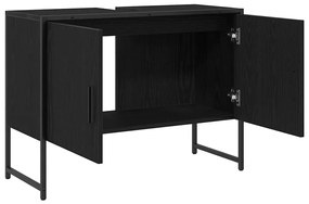 Gabinete para Pia de Banheiro Carvalho Preto 80x33x60 cm Madeira Aglom