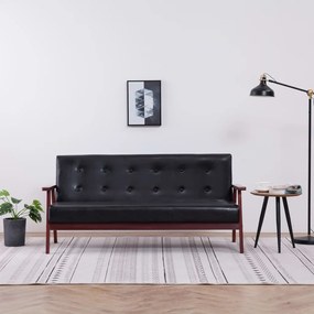 248643 vidaXL Sofá de 3 lugares couro artificial preto