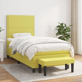 vidaXL Cama com molas/colchão 90x200 cm tecido verde-claro