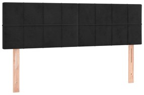 Cabeceira de cama c/ luzes LED veludo 144x5x78/88 cm preto