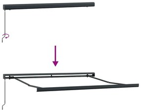 Toldo retrátil 3x2,5 m tecido e alumínio antracite e branco