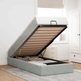 Estrutura cama otomana colchão 80x200 cm veludo cinzento claro