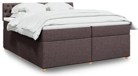 vidaXL Cama com molas/colchão 200x200 cm tecido castanho-escuro