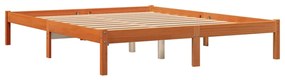 Cama sem colchão 160x200 cm madeira pinho maciço castanho-mel