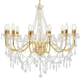 Lustre com contas lâmpadas 12 x E14 dourado