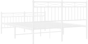 Estrutura de cama com cabeceira e pés 140x190 cm metal branco